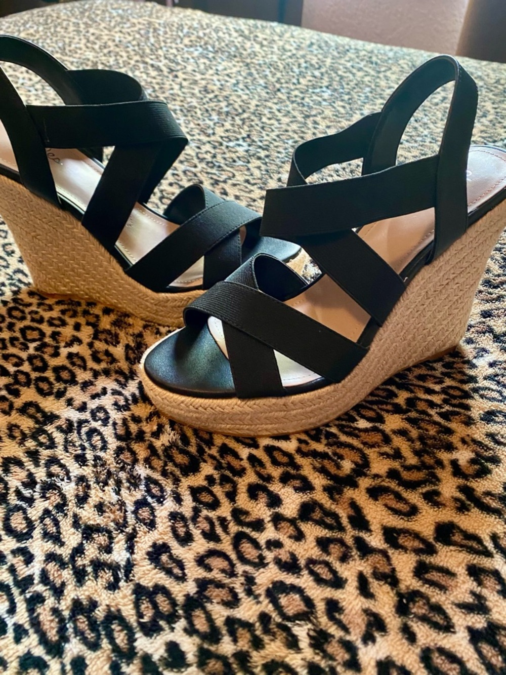 Charles by Charles David Black Espadrille Wedge Sandals